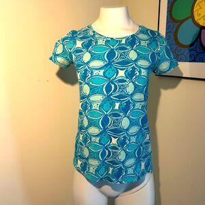 Lilly Pulitzer Blue Patterned Women's Short Sleeve Top Size S